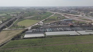 İspanya 'daki sanayi bölgesinin hava görüntüsü 