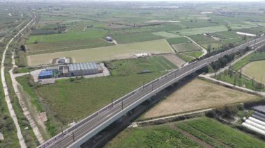 Endüstriyel fabrika kırsalının hava manzarası, İspanya 
