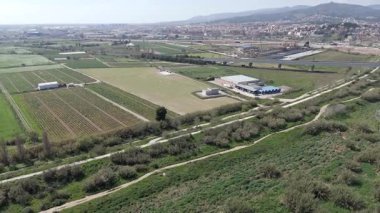 Endüstriyel fabrika kırsalının hava manzarası, İspanya 