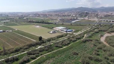 Endüstriyel fabrika kırsalının hava manzarası, İspanya 