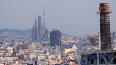 Hava manzarası, güzel Barselona şehri silüeti, seyahat konsepti. 