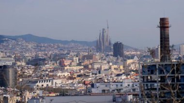 Güzel Barselona şehri ufuk çizgisi manzarası, seyahat