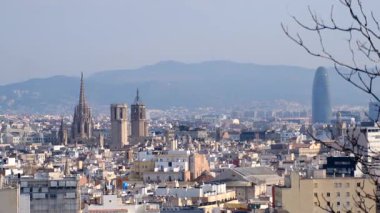 Güzel Barselona şehri ufuk çizgisi manzarası, seyahat