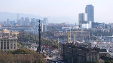 Güzel Barselona şehri ufuk çizgisi manzarası, seyahat