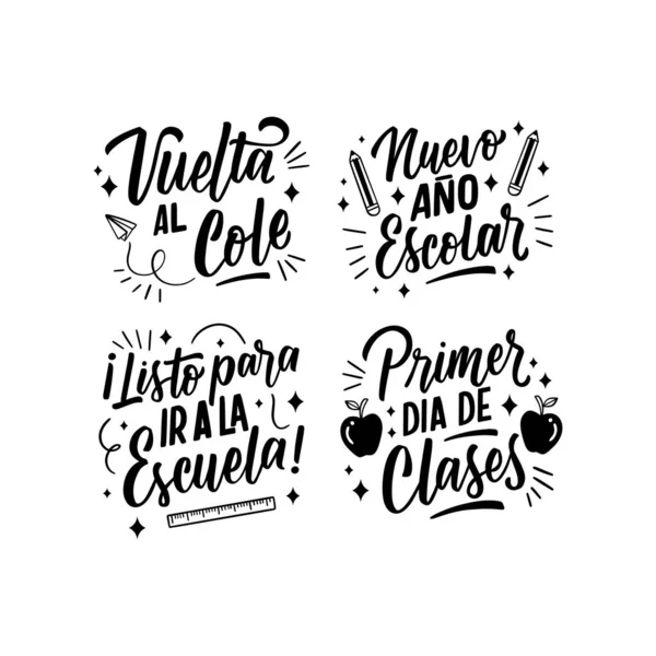 De vuelta a la escuela vector letras à mão tradução do espanhol para o  inglês da frase back to school