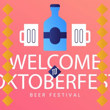 Oktoberfest Kutlama Vektörü illüstrasyonu için gradyan gönderileri ayarlandı.