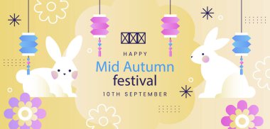 Sonbahar festivali ortası için gradyan yatay afiş tasarımı Vektör illüstrasyonu.