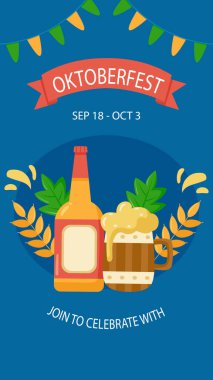 Oktoberfest Kutlama Vektörü illüstrasyonu için düz posta hikayeleri.