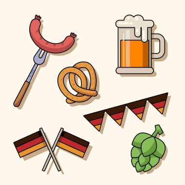 Flat elements set for oktoberfest festival Vector illustration.