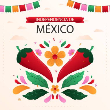 Meksika 'nın bağımsızlık kutlaması temsilcisi illüstrasyonu.