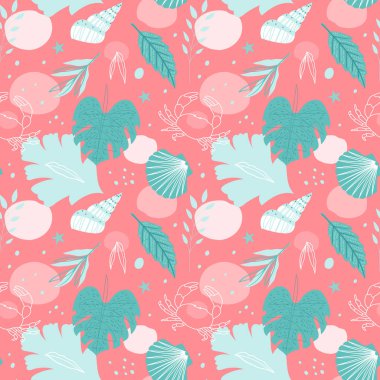 El çizimi yaz duotone desen tasarımı Vektör illüstrasyonu.