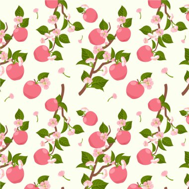 Hand drawn fruit and floral pattern design Vector illustration.