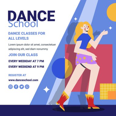 Flat design dance school posts Vector illustration
