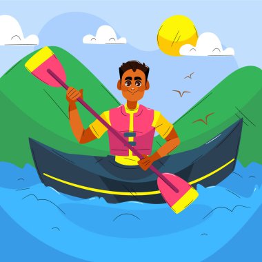 El çizimi adam kayak resimli Vektör illüstrasyonu