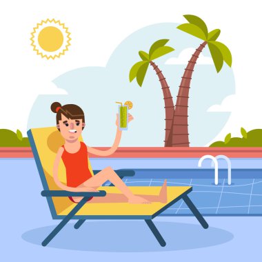 Düz dizayn güneş yatağı Vektör illüstrasyonu