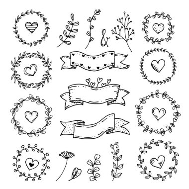 Hand drawn wedding album ornaments Vector illustration