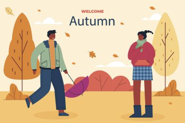 Düz arkaplan Sonbahar Kutlama Vektörü illüstrasyonu
