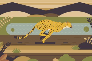 El çizimi düz vahşi hayvanlar Vektör illüstrasyonu