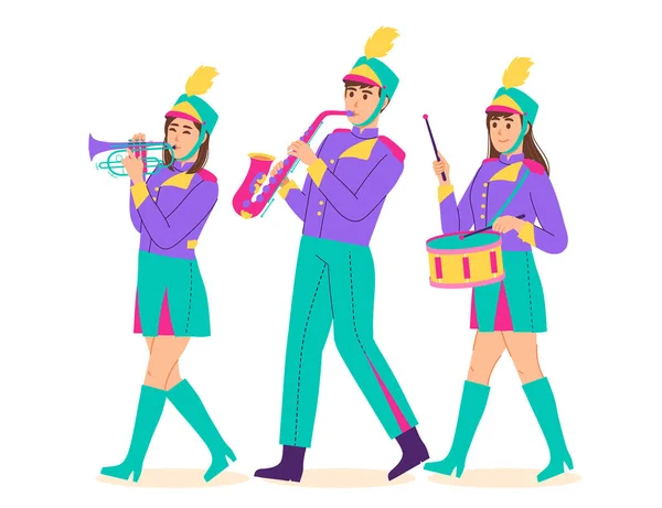 Flat Design Marching Band Vector Illustration — Vettoriale Stock