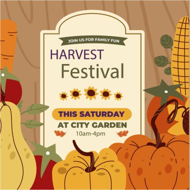 Düz direkler Hasat Festivali Kutlama Vektörü illüstrasyonunu ayarladı