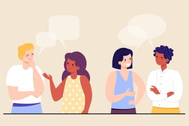 El çizimi düz tasarım insanlar Vektör illüstrasyonunu konuşuyor