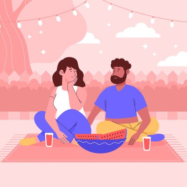 El çizimi bahçe partisi illüstrasyon tasarımı Vektör illüstrasyonu