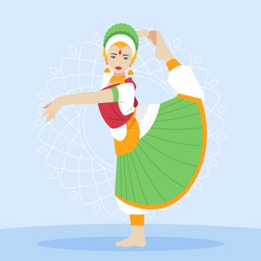 El çizimi bharatanatyam dansçı Vektör illüstrasyonu