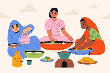 El çizimi Hindistan yaşam tarzı Vektör illüstrasyonu