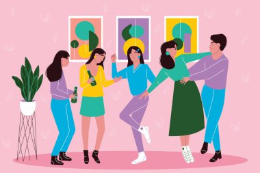 El çizimi halk evi parti temsilcisi illüstrasyonu