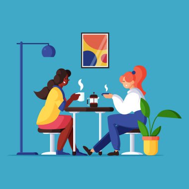 Sıcak içecek taşıyıcı illüstrasyonlu düz tasarım insanlar