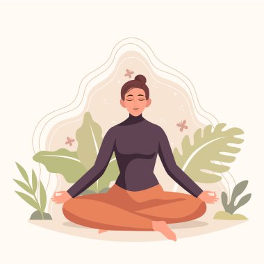 Organik düz insanlar Vektör illüstrasyonunu meditasyon yapıyorlar