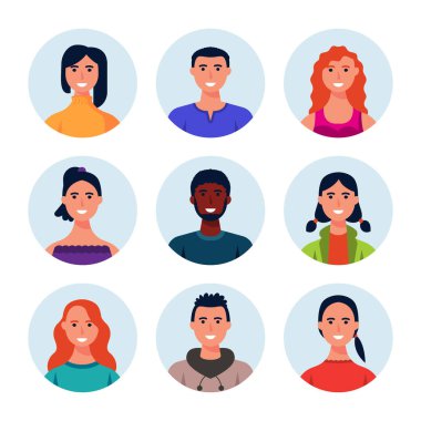 El çizimi profil simgelerini farklı kişiler Vektör illüstrasyonunu ayarla