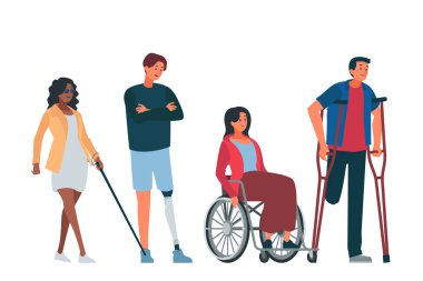 El çizimi engelli insanlar Vektör illüstrasyonu