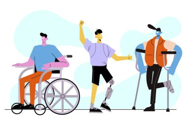 El çizimi engelli insanlar Vektör illüstrasyonu