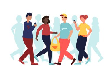 Elle çizilmiş düz dizayn kalabalığı Vektör çizimi