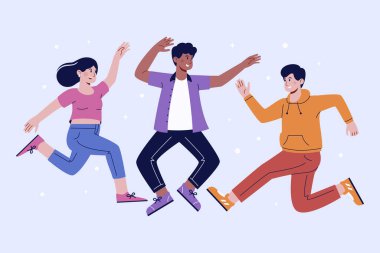 El çizimi grup üyeleri vektör illüstrasyonundan atlıyor