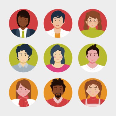 El çizimi farklı insanlar simgeleri Vektör illüstrasyonunu paketle