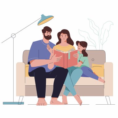 El çizimi aile sahnesi Vektör illüstrasyonuName