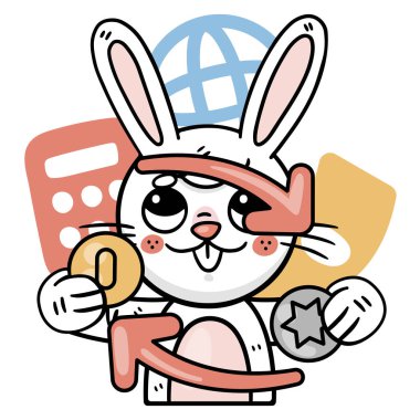 Ronnie Tavşan Para Etiketleri Vektör Resmini Ayarladı