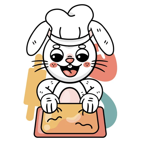 Ronnie Bunny Cucina Adesivi Set Vettoriale Illustrazione — Vettoriale Stock