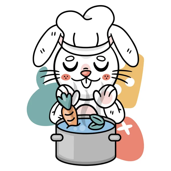 Ronnie Bunny Cooking Stickers集向量说明 — 图库矢量图片