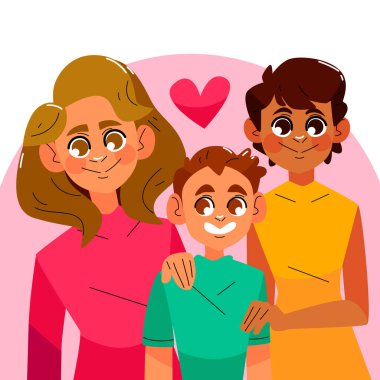 Çocuk Vektörü İllüstrasyonlu Lezbiyen Çift