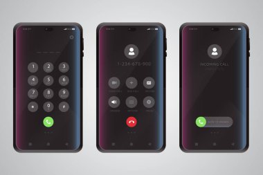 Telefon Çağrısı Ekran Arayüzü Görüntüleme Vektörü İllüstrasyonu