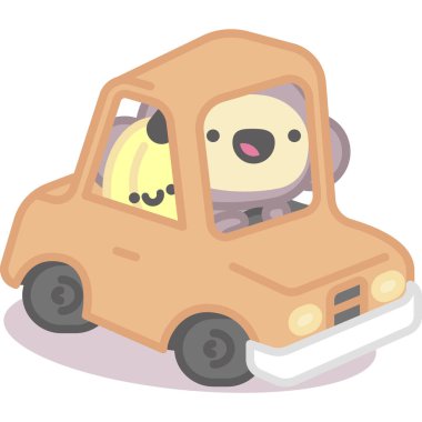 Taşıyıcı Etiketleri Maymun Muz Vektör İllüstrasyonuyla Ayarlandı