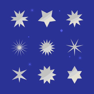 Silver Stars Element Kümesi Vektör İllüstrasyonu