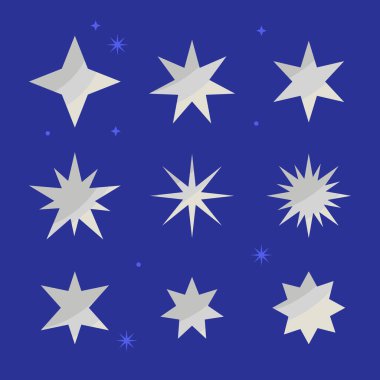 Silver Stars Element Kümesi Vektör İllüstrasyonu