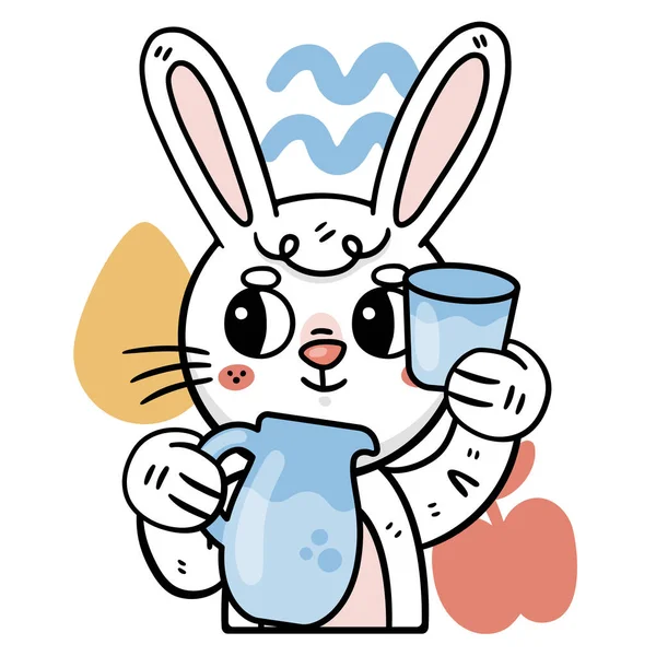Ronnie Bunny Self Care Adesivi Set Vettoriale Illustrazione — Vettoriale Stock