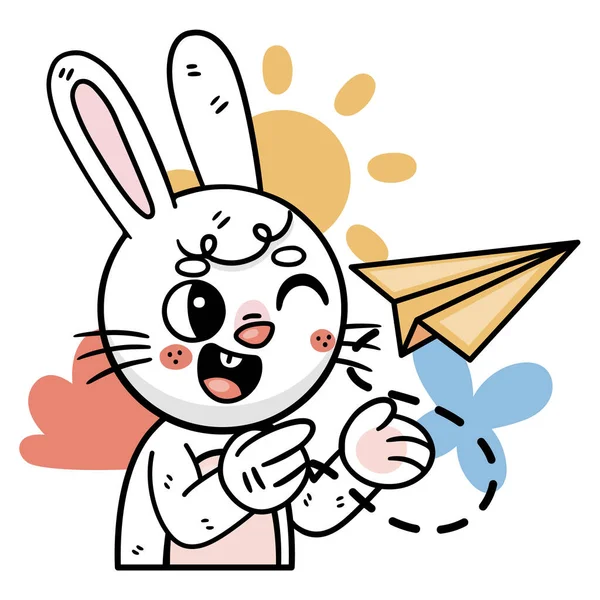 Stickers Jeu Ronnie Bunny Traditionnel Pour Enfants Illustration Vectorielle — Image vectorielle