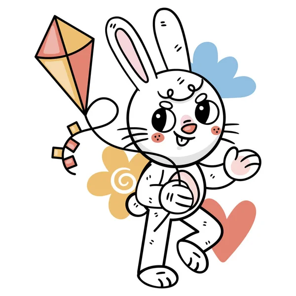 Ronnie Bunny Crianças Tradicionais Jogo Adesivos Set Vector Ilustração —  Vetores de Stock