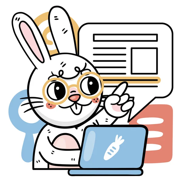 stock vector Ronnie Bunny Reading Stickers Set Vector Illustration